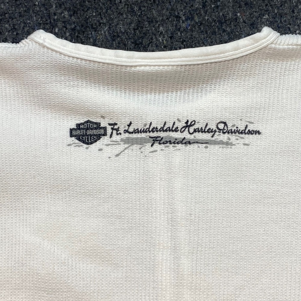 Harley Davidson Hook Eye Thermal Sz L Womens White Biker Grunge Ft Lauderdale FL - Picture 6 of 9